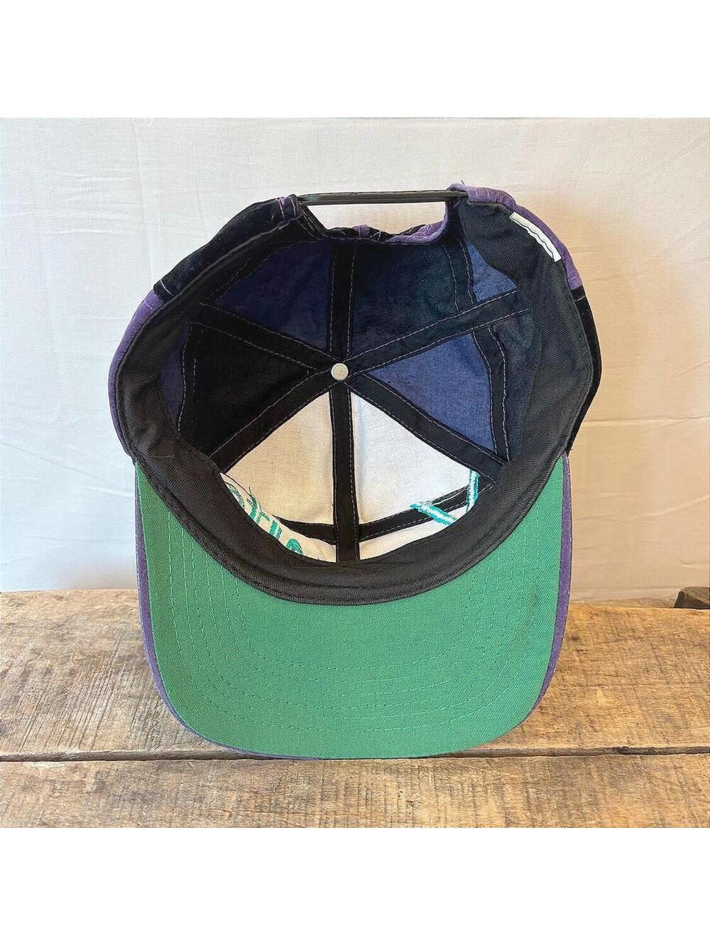 Vintage 90s Yosemite National Park Color Block Suede Snapback Cap Embroidered - Picture 6 of 6